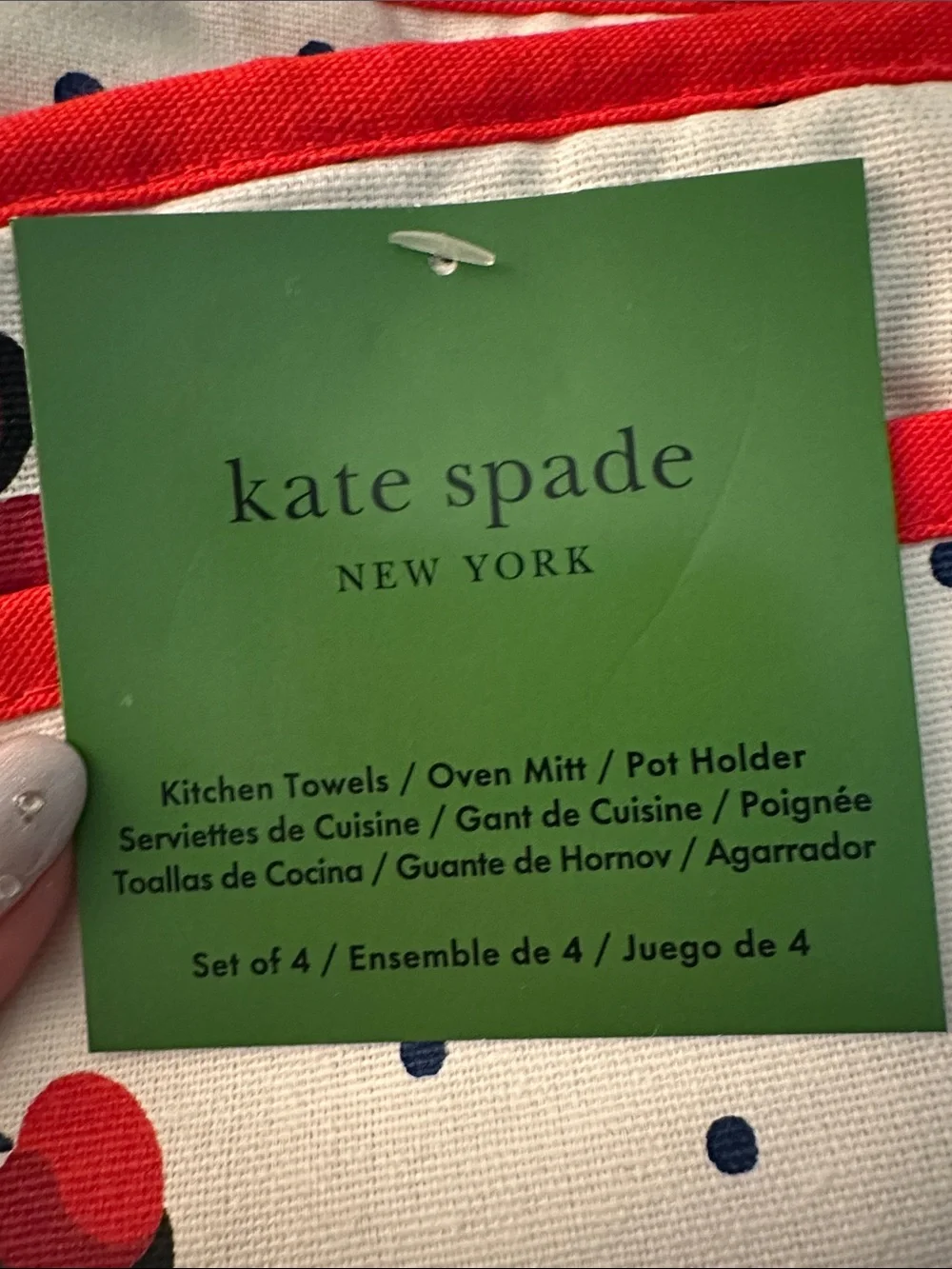 kate spade Cherry Polka Oven Mitt & Towel Set - White/Red/Navy